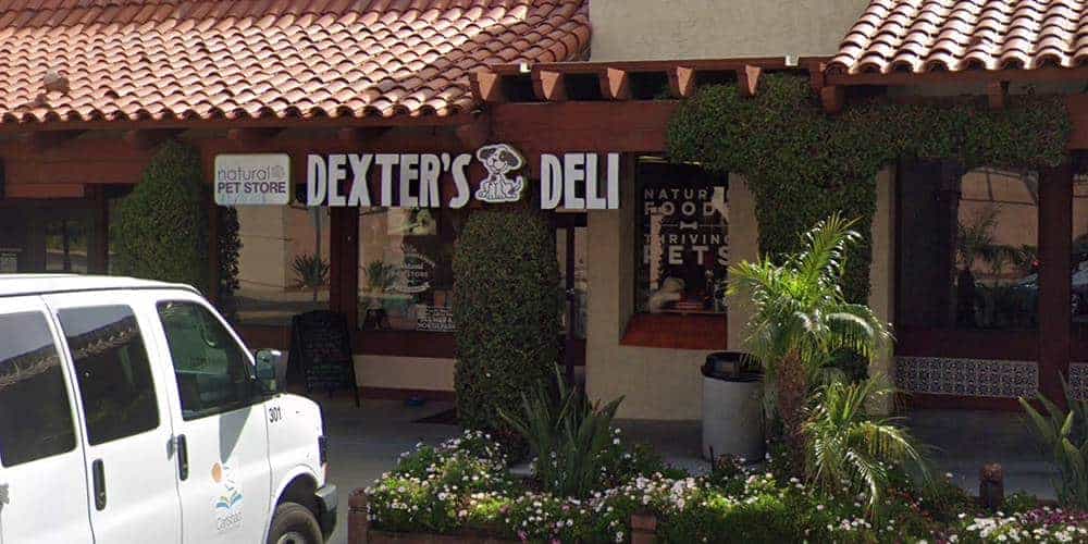 Storefront of Dexter's Deli, site of dog teeth cleaning in Carlsbad by Qualified Pet Dental.