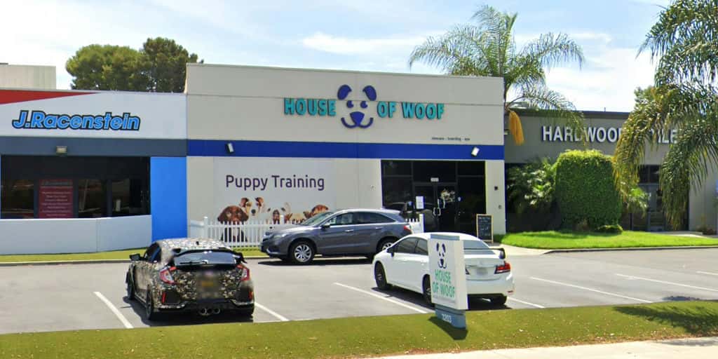 Storefront of House of Woof, site of dog teeth cleaning in Santa Ana, CA by Qualified Pet Dental