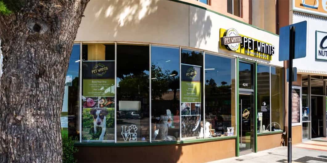 Storefront of Pet Wants, site of dog teeth cleaning in Riverside, California by Qualified Pet Dental